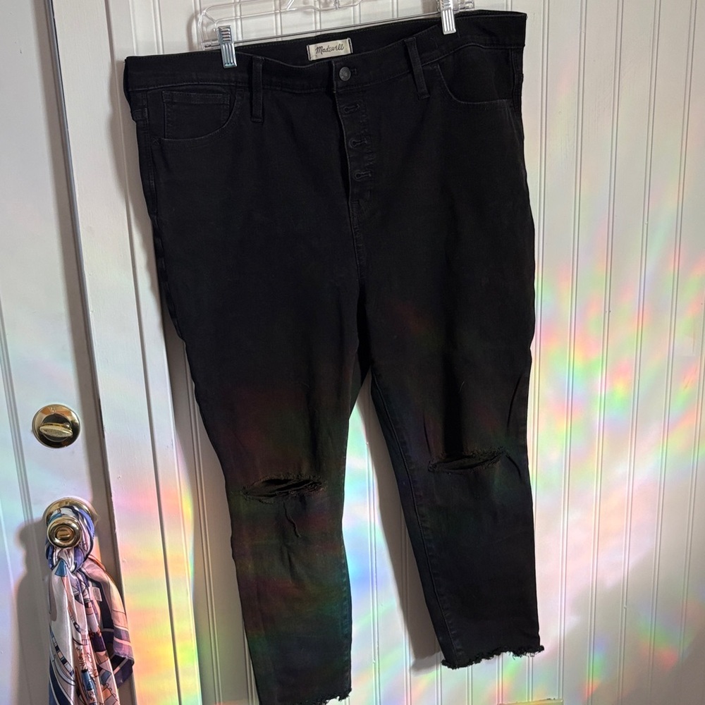 Madewell Black Distressed high rise leggings  35 petite